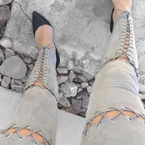 SOLD OUT Faux Suede Skinny Sexy Pants - Gray - Picture 3 of 3